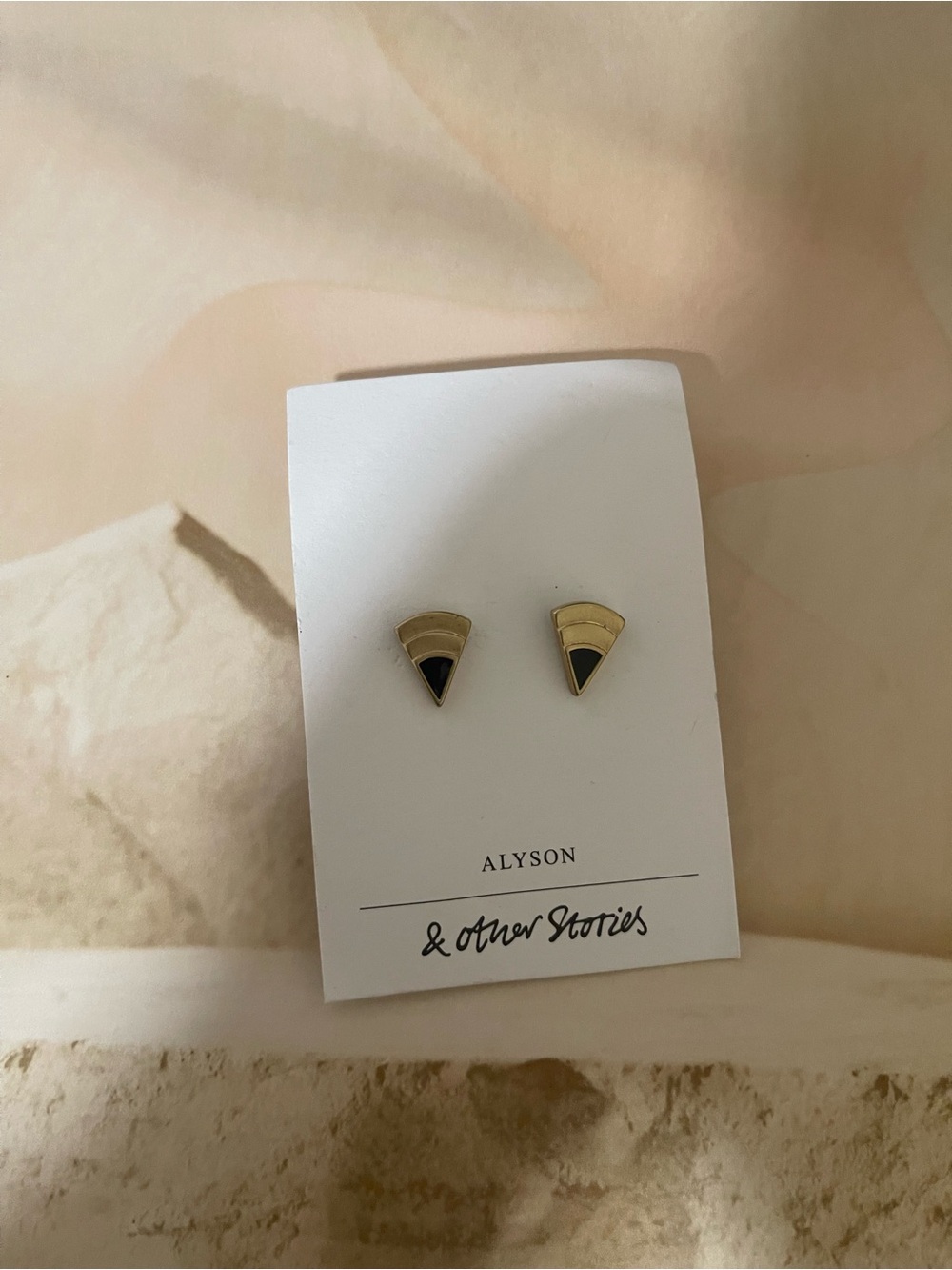 & Other Stories Gold and Black Fan-Tip Triangle Stud Earrings